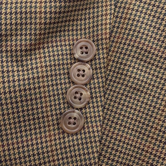 Austin Reed Blazer Men 52R Tan Green Houndstooth Wool Classic Career‎ Dillards - Picture 5 of 15